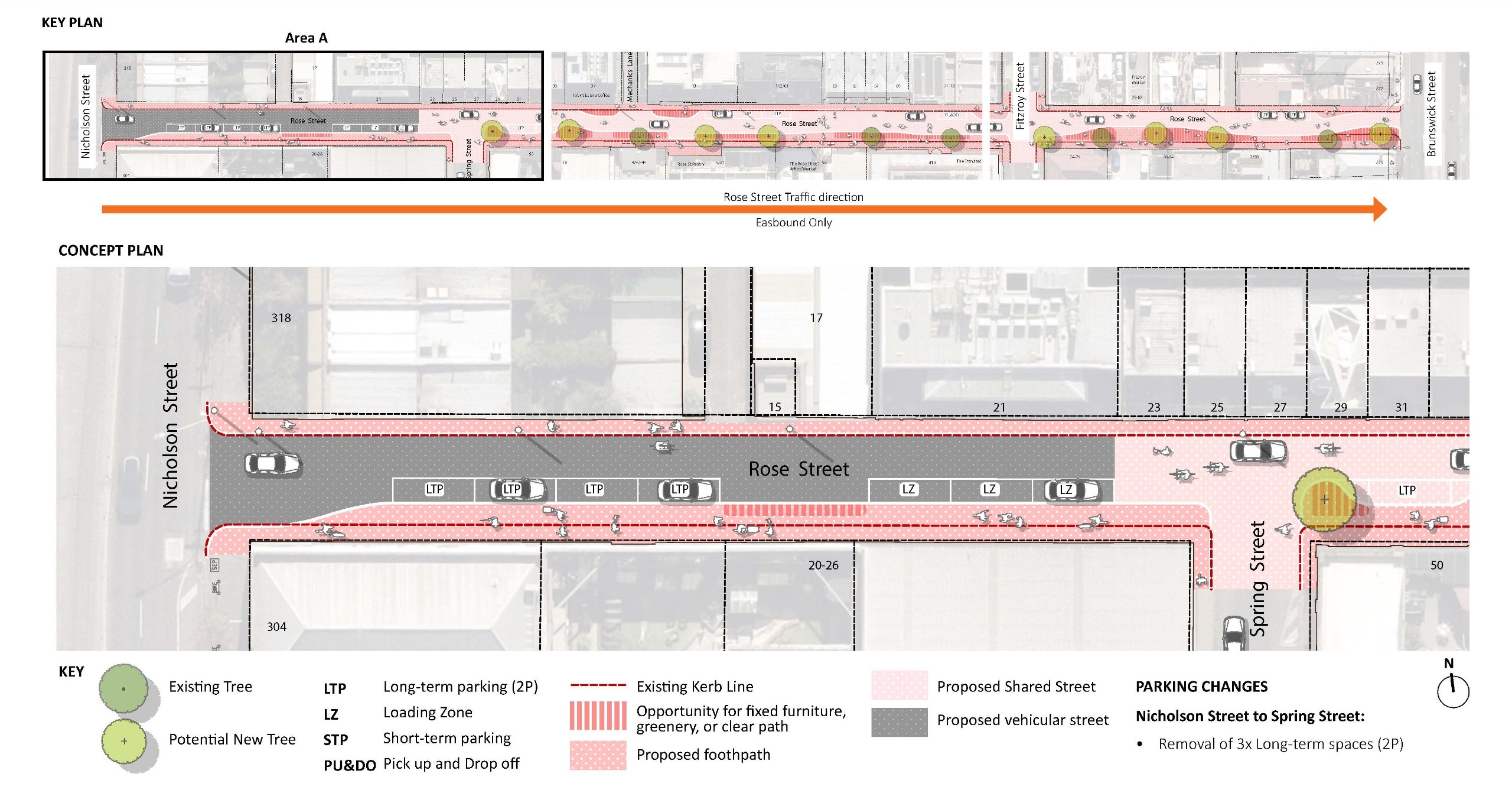 Section of concept option showing Area A, which is the first of three total sections