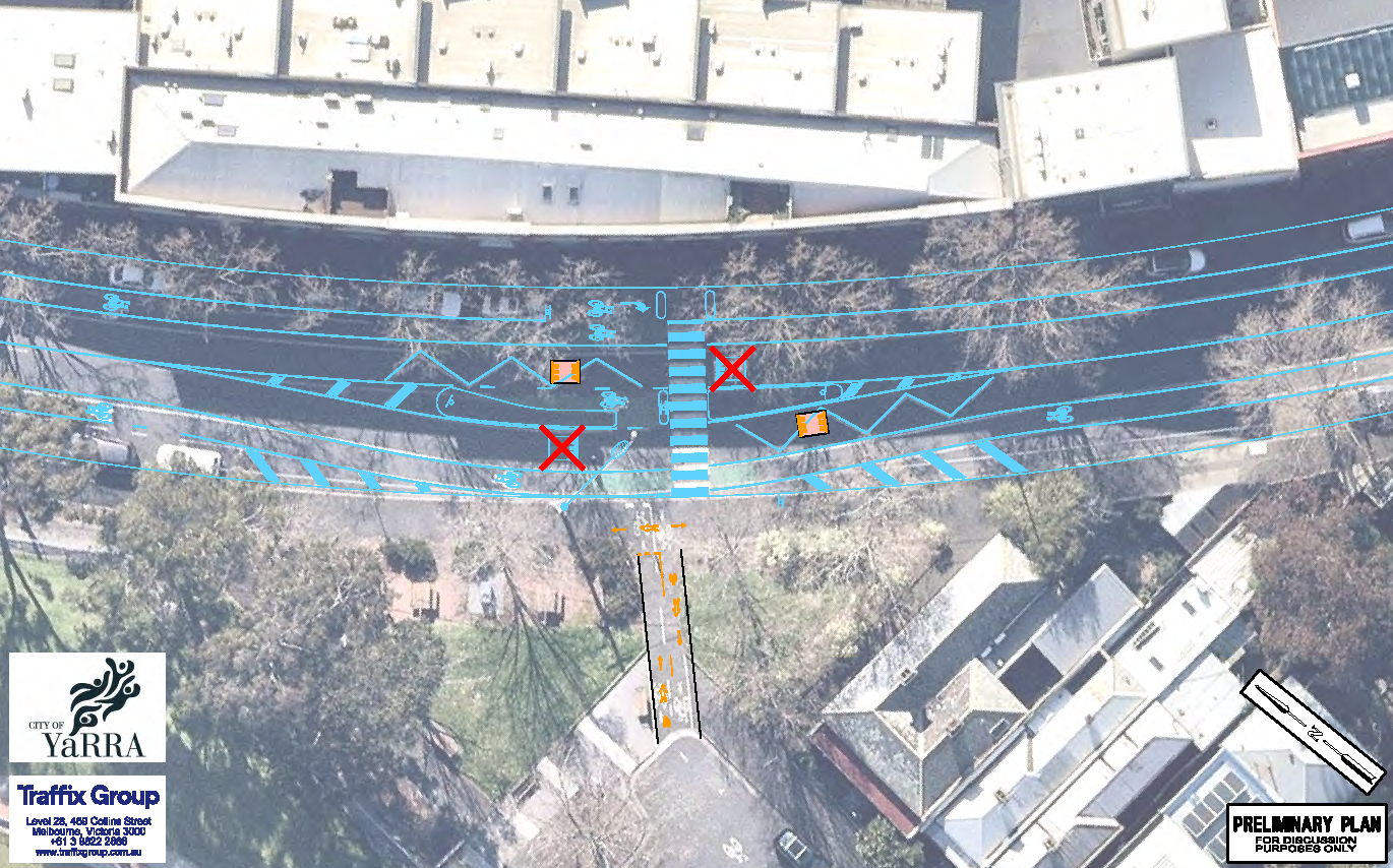 Birds eye view of Trenerry Crescent near Bath Street