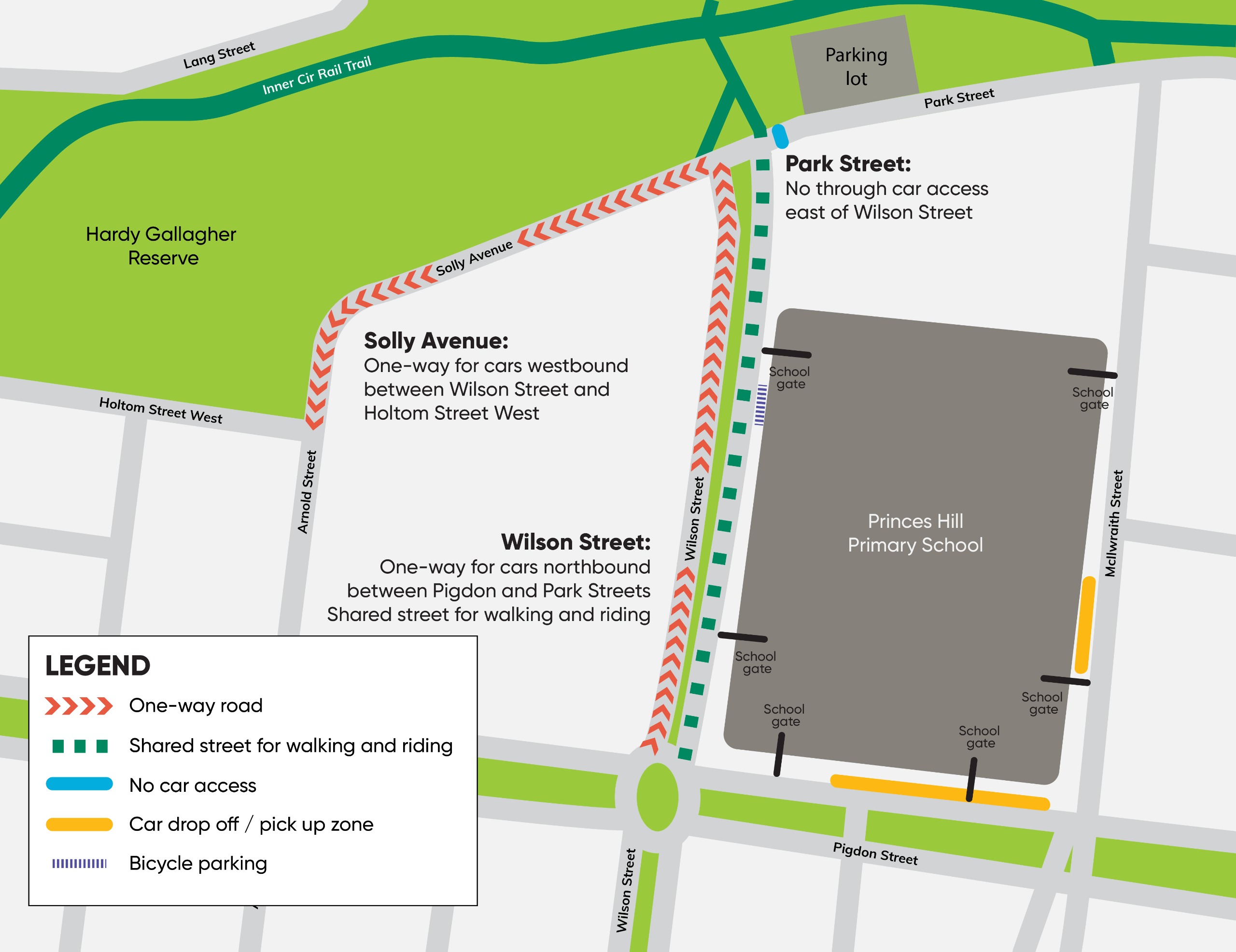 Map during pilot project for Safer Streets for School Princes Hill Primary