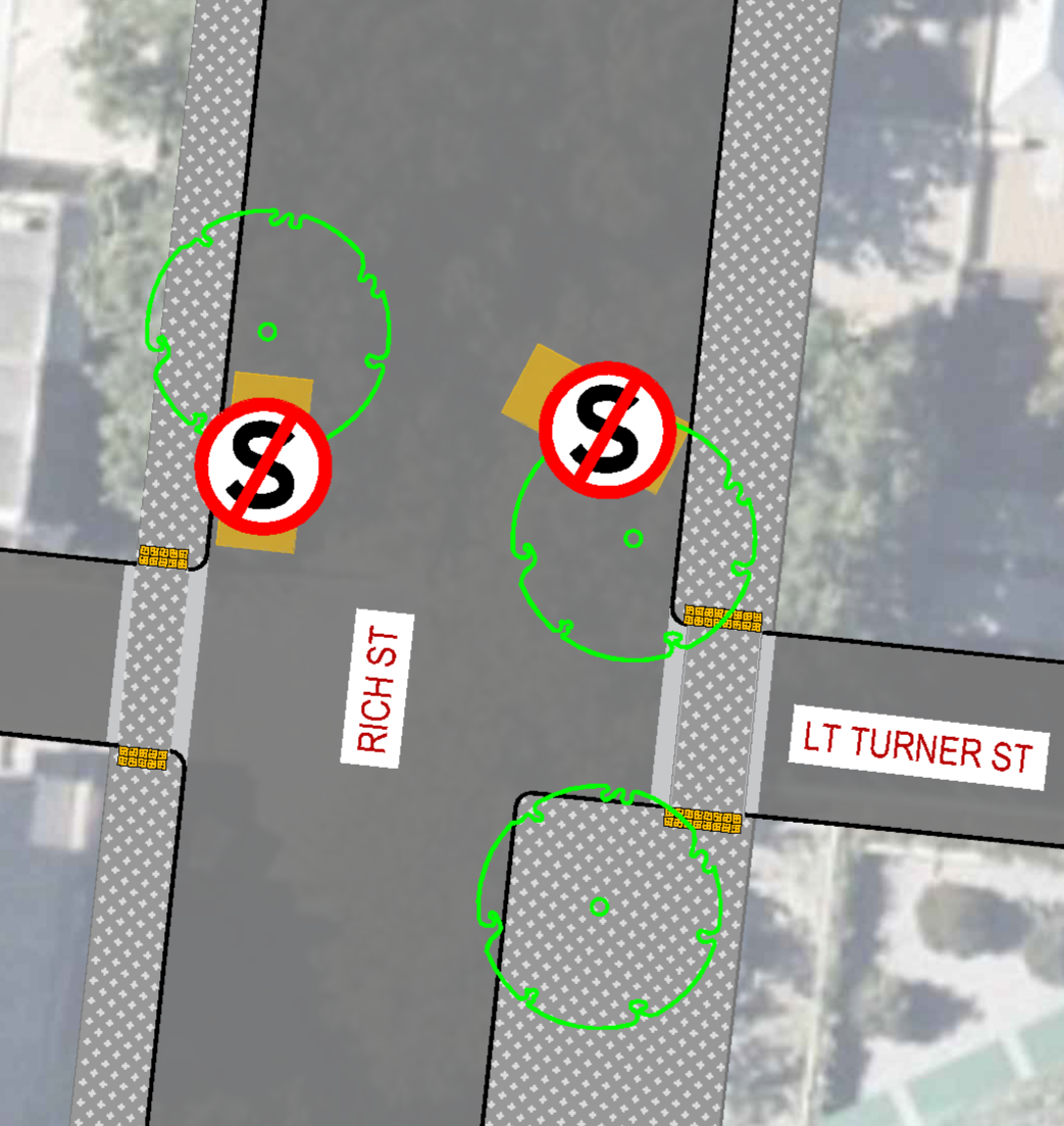 Image showing parking spaces affected at Rich Intersection