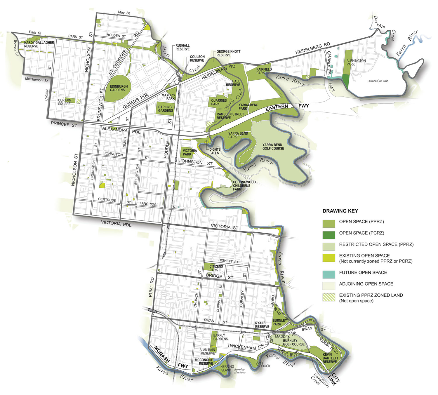 Existing open space in Yarra: Existing open space in Yarra