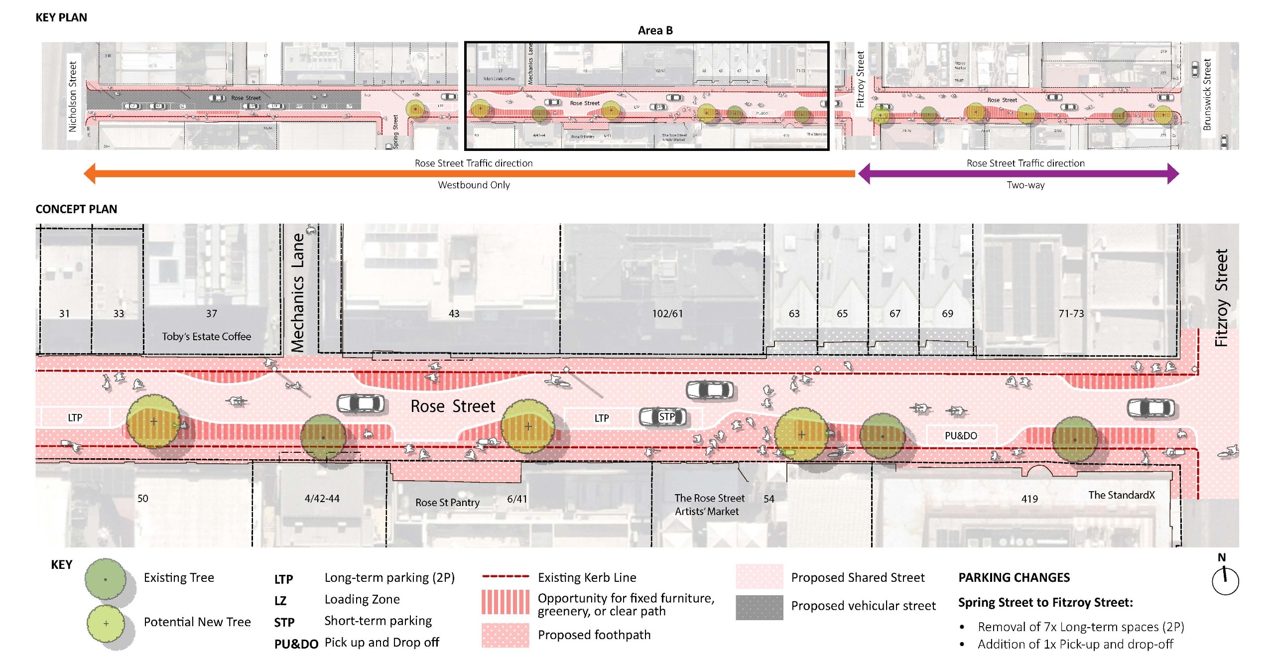Section of concept option 2 showing Area B, which is the second of three total sections