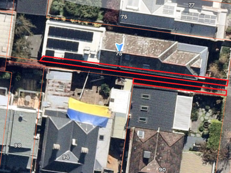 Satellite image of 73 Amess Street, Carlton North